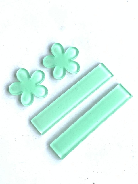 KIT CLIP ACRÍLICO VERDE ÁGUA - 4 PCS