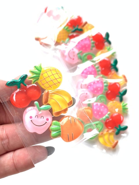 APLIQUE KIT FRUTAS RESINA - 5 UNIDADES