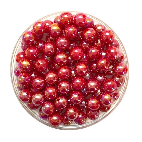 MIÇANGA PULSEIRA BOLINHA IRISADA VERMELHA - 10MM - 20 GRAMAS