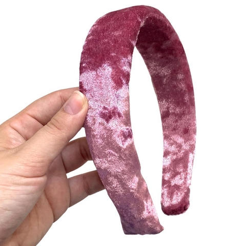 TIARA CAMURÇA ACOLCHOADA ROSÉ - 17X30MM - 1 UNIDADE