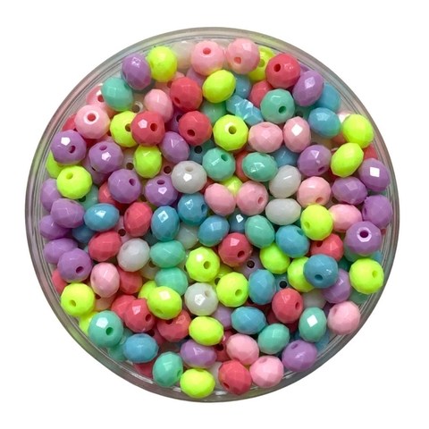MIÇANGA SEXTAVADA CRISTAL - 7X5MM - CORES CANDY - 20 GRAMAS