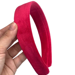 TIARA ENCAPADA VELUDO ROSA - 30MM - 1 UNIDADE