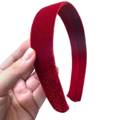TIARA ENCAPADA VELUDO VERMELHA - 30MM - 1 UNIDADE