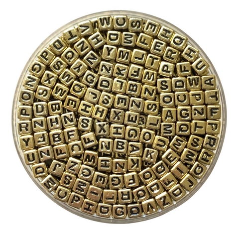 MIÇANGA ALFABETO CUBO DOURADO - 20 GRAMAS - 6X6MM