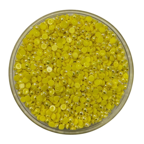 MEIA PÉROLA AMARELO SOL IRISADA - 5MM - 20 GRAMAS