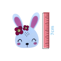 APLIQUE COELHO BRANCO FLOR PINK ACRÍLICO ADL - ENCANTOS DE PÁSCOA - 7CM - 1 UNIDADE na internet