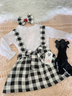 Salopete Júlia xadrez + faixa - comprar online