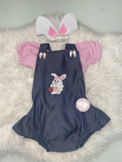 Jardineira jeans Páscoa + ciganinha + orelhas - comprar online