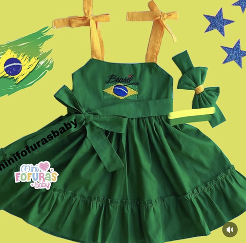 Vestido brasil verde + faixa na internet