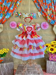 Vestido junino Madalena vermelho - Minifofurasbaby