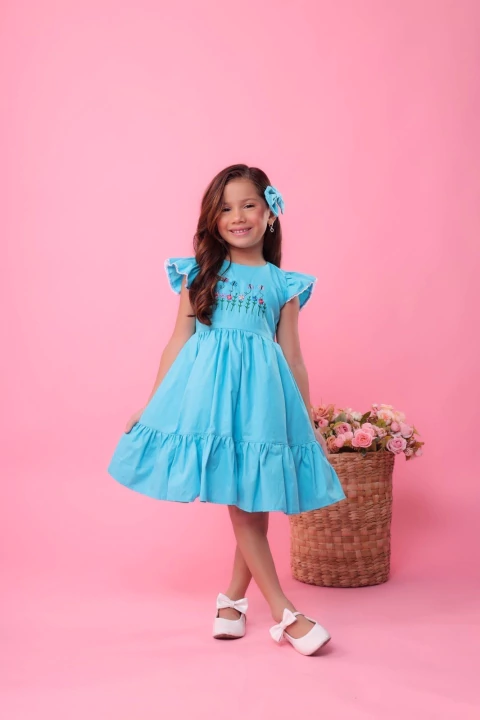 Vestido Natalie bordado azul