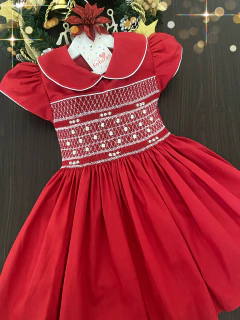 Vestido Amélia casinha de abelha vermelho