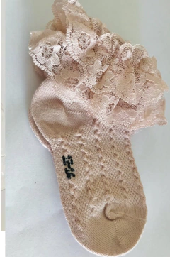 Meia curta renda rose - loja online