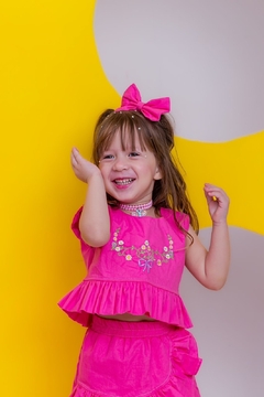 Conjunto Cecília bordado rosa - comprar online
