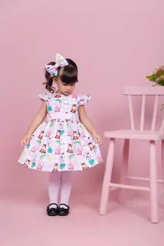 Vestido fazendinha rosa + laço na internet