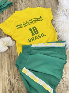 Conjunto Saia verde Brasil+ faixa na internet