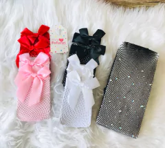 Meia arrastão laço vermelho - Minifofurasbaby