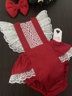 Romper vermelho renda natal - Minifofurasbaby