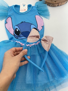 Vestido stitch azul fantasia - Minifofurasbaby
