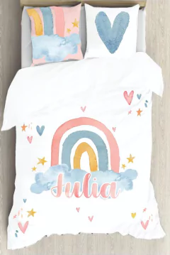 Set de cama plaza y media (REVERSIBLE BLANCO LISO PERCAL) (a pedido)