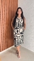 Vestido Midi Crepe Estampado Gola Redonda Crisconf - comprar online