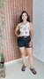 Short Feminino Alfaiataria Linho Com Cinto Crisconf