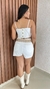 Short Iara Jeans Branco Barra Desfiada Com Estrela Crisconf - Crisconf-Vestuários e Acessórios