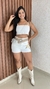 Short Iara Jeans Branco Barra Desfiada Com Estrela Crisconf - comprar online