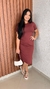 Vestido Midi Amarração Na Frente Manga Curta Crisconf
