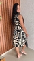Vestido Midi Crepe Estampado Gola Redonda Crisconf na internet