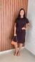 Vestido Midi Amarração Na Frente Manga Curta Crisconf - loja online