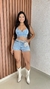 Short Manu Jeans Com Aplicação Em Strass Barra Feita Crisconf