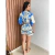 Conjunto Estampado Short Curto Cropped Amarração - comprar online