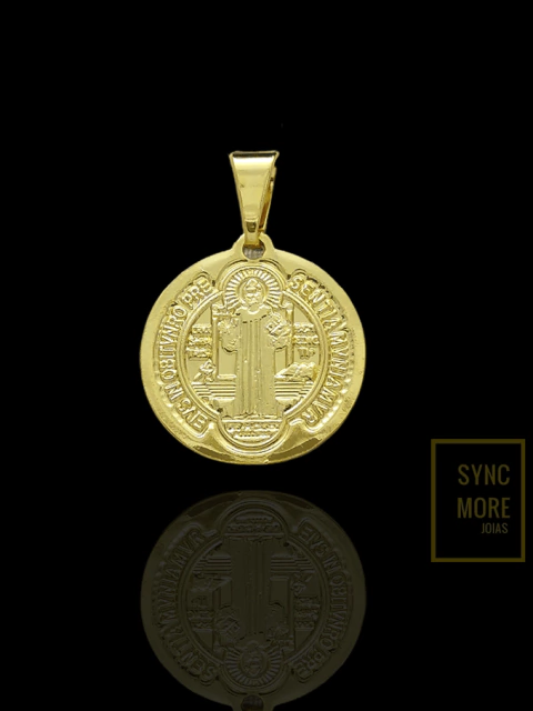 Pingente São Bento Dupla face Banhado a Ouro 18K