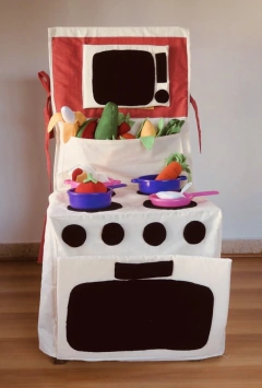 ÚLTIMAS 5 UNIDADES! COCINITA de tela + OLLITAS + VERDURAS + FRUTAS + COMIDITAS! - comprar online