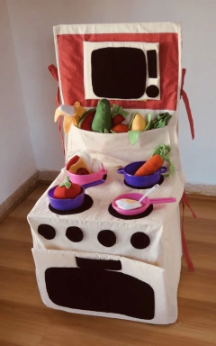 ÚLTIMAS 5 UNIDADES! COCINITA de tela + OLLITAS + VERDURAS + FRUTAS + COMIDITAS!