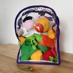 Mochi Granja Verdulería - 2 Títeres de Guante Granja + 6 Verduras