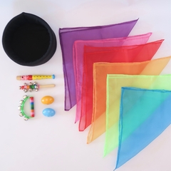 Set de 5 Instrumentos + Set 7 Pañuelos Sensoriales + Canasta NEGRA en internet