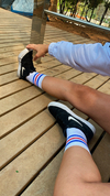 Meias Urbans Crossfit Bike Skate Cano Alto Listrado Azul Vermelho