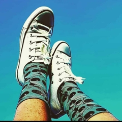 Meias Divertidas Cano Alto Aliens Verdes