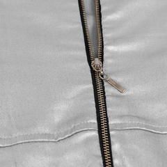 vestido jeans metalizado evasê