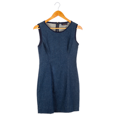 vestido jeans tubo ajustado ao corpo com zíper aparente