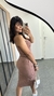 Vestido Canelado Ribana Midi Tomara que Caia Fenda Bojo Beatriz Nude Chocolate - Menta Pimenta Rosa - Loja de roupas femininas - estilo - Moda básica - atemporal - estilosa