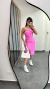 Vestido Canelado Ribana Midi Tomara que Caia Fenda Bojo Beatriz Rosa Chiclete na internet