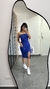 Vestido Canelado Ribana Midi Tomara que Caia Fenda Bojo Beatriz Azul Royal