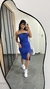Vestido Canelado Ribana Midi Tomara que Caia Fenda Bojo Beatriz Azul Royal - comprar online