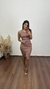 Vestido Canelado Ribana Midi Fenda Cruzada Regata Sabrina Chocolate