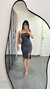 Imagem do Vestido Canelado Ribana Midi Tomara que Caia Fenda Bojo Beatriz Cinza Chumbo