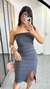 Vestido Canelado Ribana Midi Tomara que Caia Fenda Bojo Beatriz Cinza Chumbo - Menta Pimenta Rosa - Loja de roupas femininas - estilo - Moda básica - atemporal - estilosa