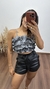 Shorts Cintura Alta Zíper Faixas Corino Preto - Menta Pimenta Rosa - Loja de roupas femininas - estilo - Moda básica - atemporal - estilosa